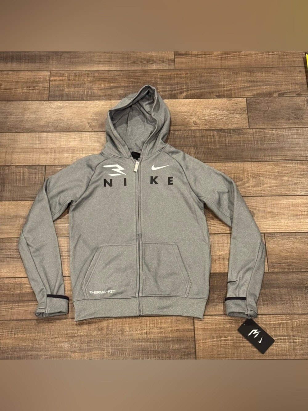 Nike 3BRAND Long Sleeve Full-Zip Fleece Hoodie Big Kids M Therma-Fit New Gray